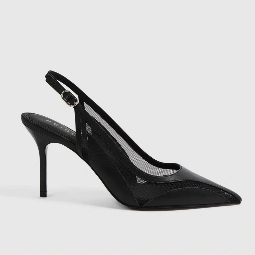 NWOT Reiss Ellie Slingback Pointed Toe Pumps in Black 6.5